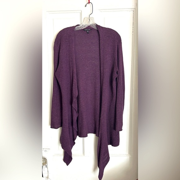 Eileen Fisher Waterfall Cardigan Aubergine Sz MED - Picture 1 of 4